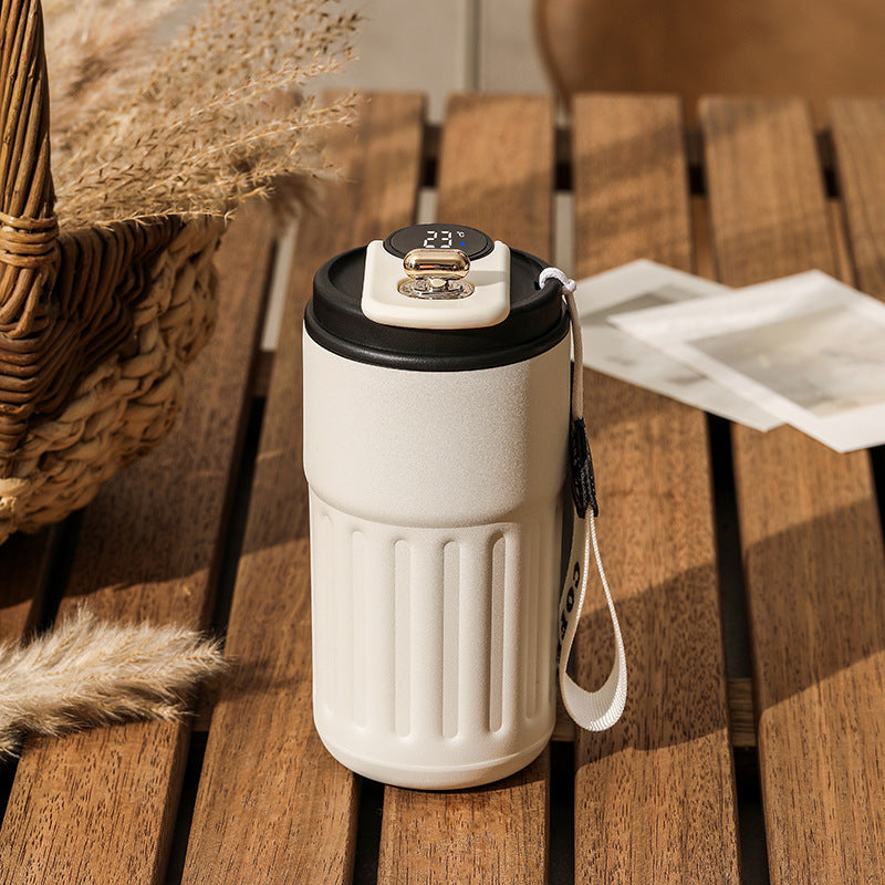 Smart Digital Thermal Stainless Steel Bottle – Portable Insulated Coffee Mug, Vacuum Flasks 450ml Keep Hot & Cold, In-Car Travel Cup