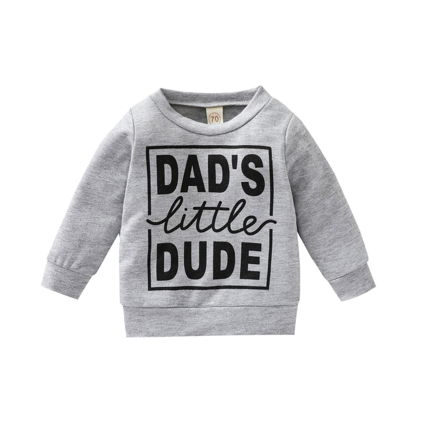 Boys Grey Letter Sweatshirt Top – Casual Polyester Pullover for Kids