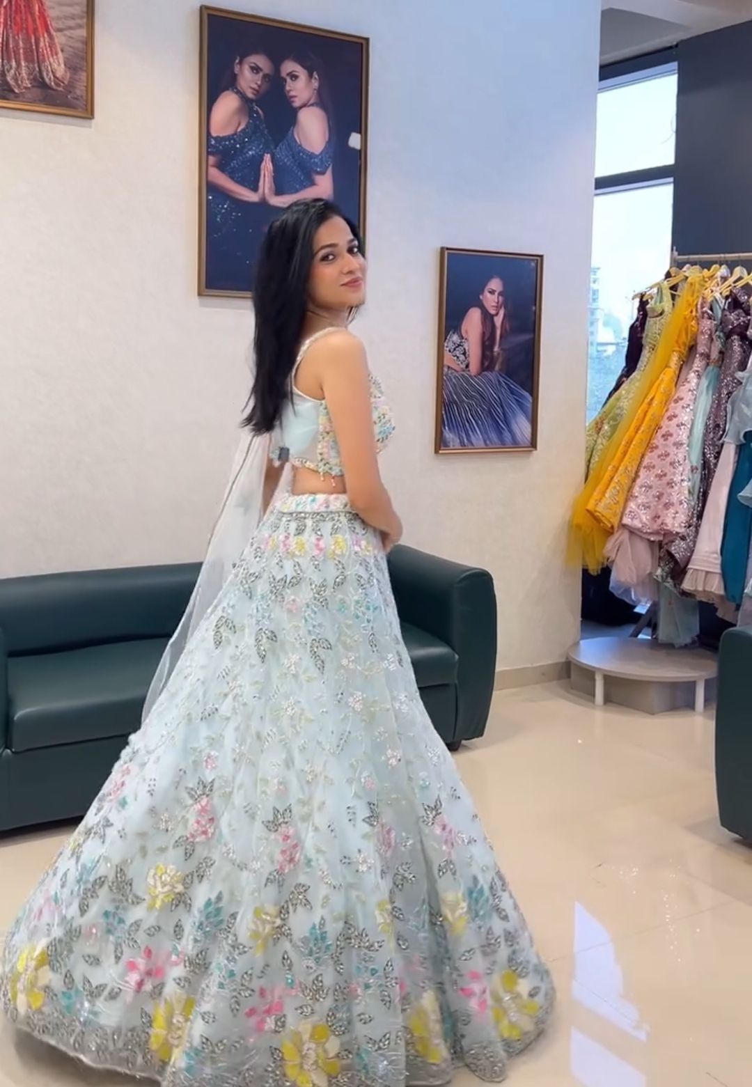 BD Launching 4 Meter Flared Sequins Embroidery Work Lehenga β Exceptional Quality with Can-Can & Canvas Layers, Designer Party & Bridal Wear