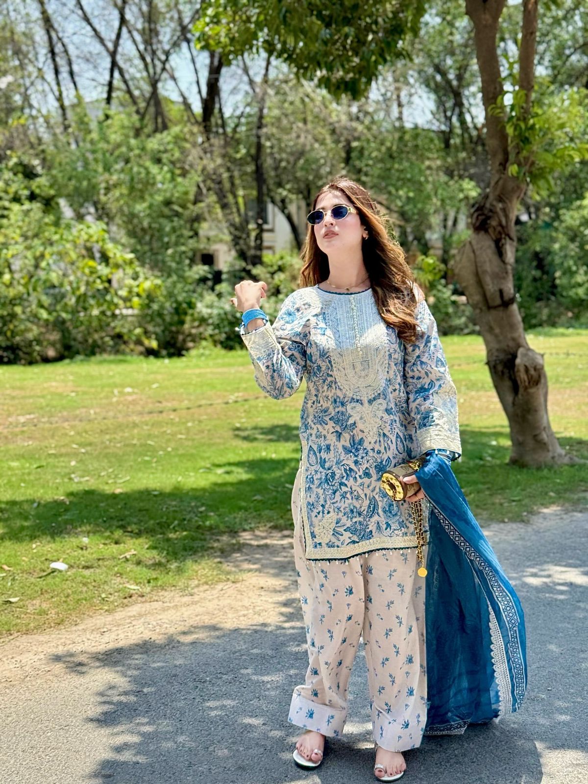 Designer Party Wear Printed Pure Natural Crepe Top & Farshi Palazzo Set with Dupatta – Elegant New Women’s Ethnic Outfit