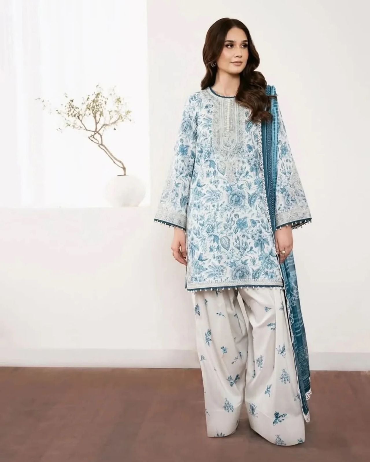 Designer Party Wear Printed Pure Natural Crepe Top & Farshi Palazzo Set with Dupatta – Elegant New Women’s Ethnic Outfit