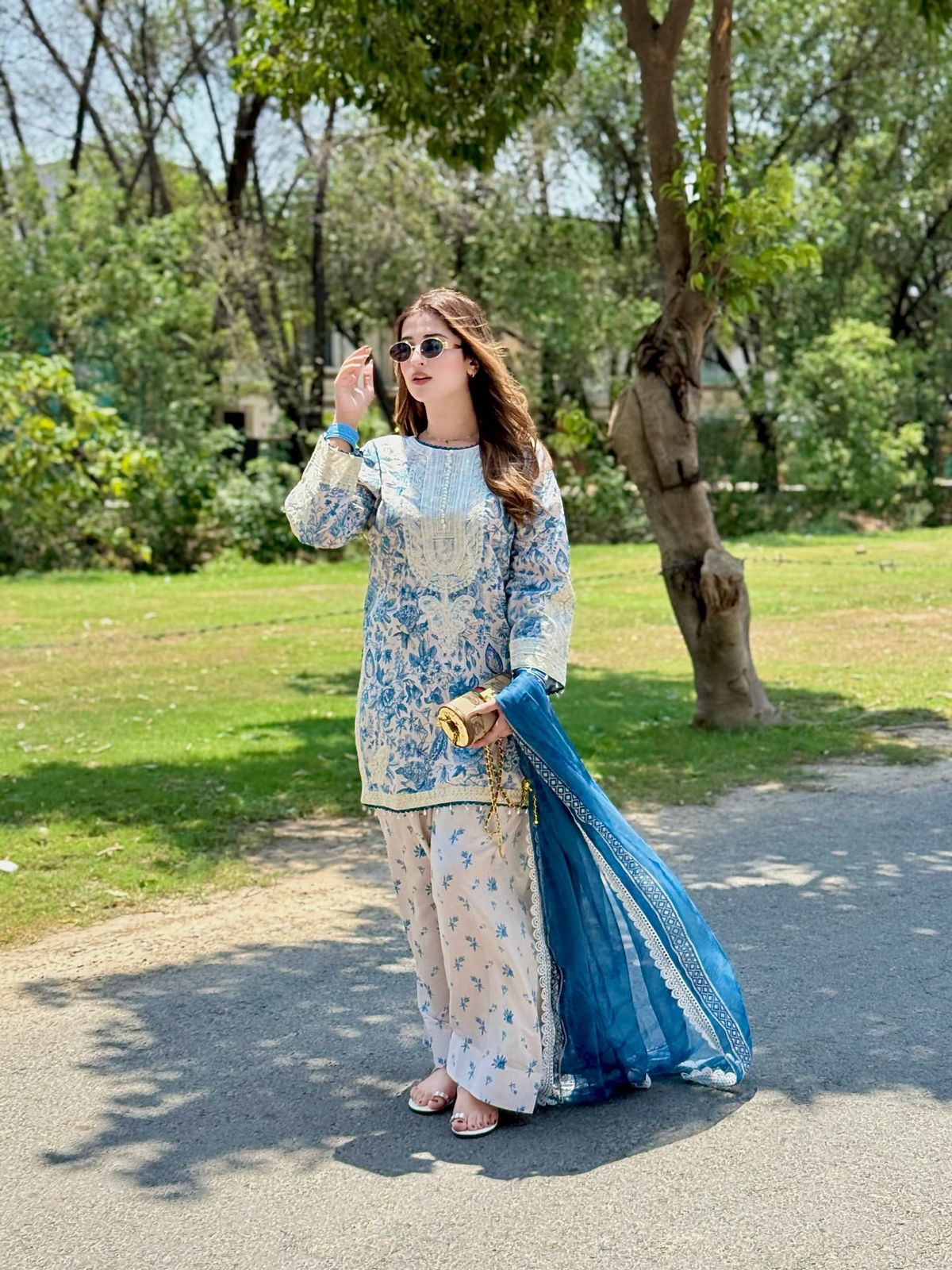 Designer Party Wear Printed Pure Natural Crepe Top & Farshi Palazzo Set with Dupatta – Elegant New Women’s Ethnic Outfit