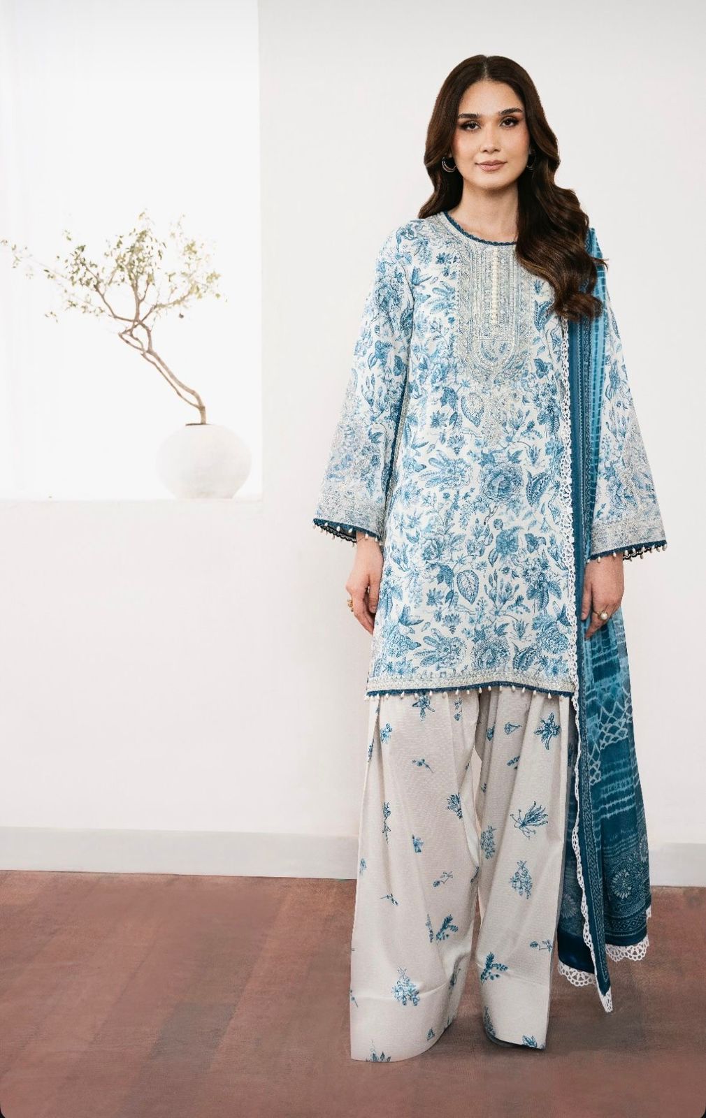Designer Party Wear Printed Pure Natural Crepe Top & Farshi Palazzo Set with Dupatta – Elegant New Women’s Ethnic Outfit