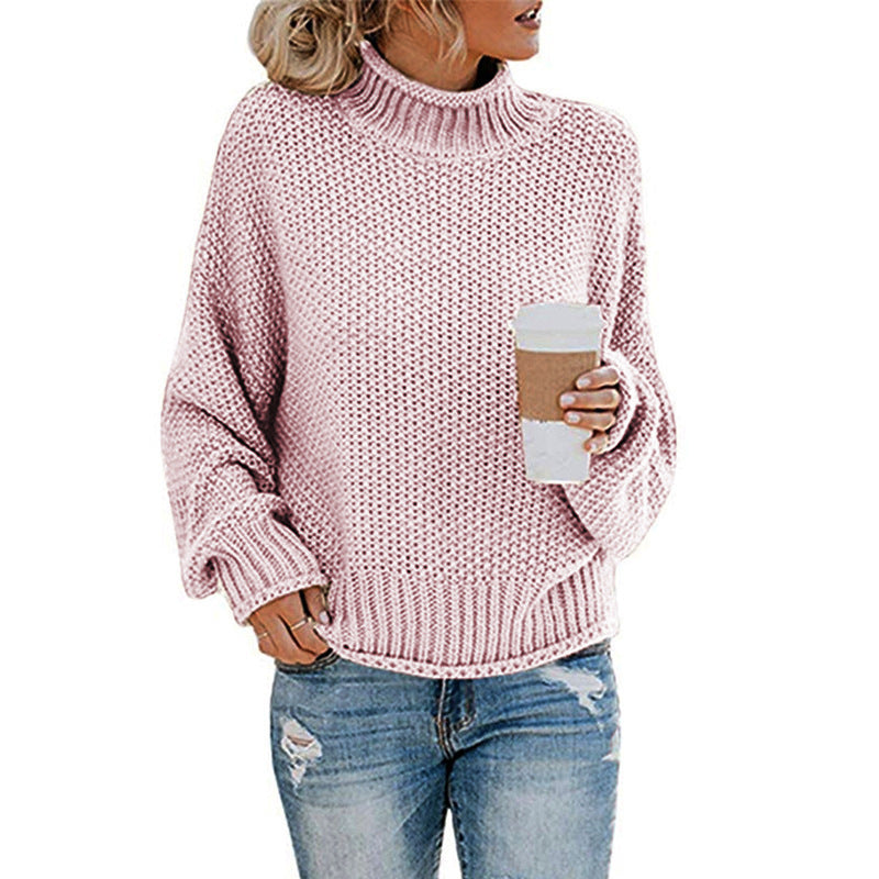 Women’s Cozy Solid Turtleneck Sweater – Winter Casual Chic Knitted Long Sleeve Pullover Top