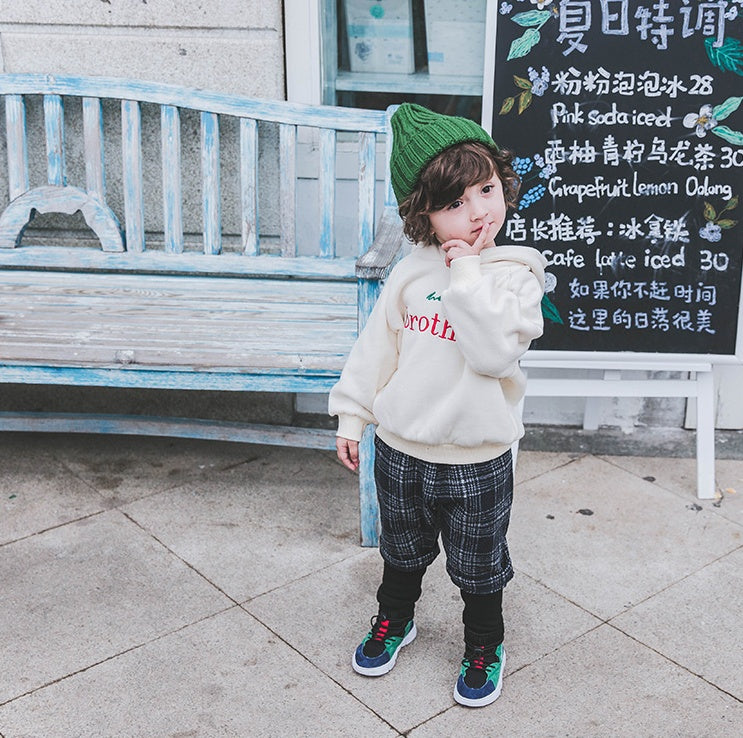 Boys Plus Velvet Hooded Sweater – Thick Autumn & Winter Shirt for Babies (1-3 Years)