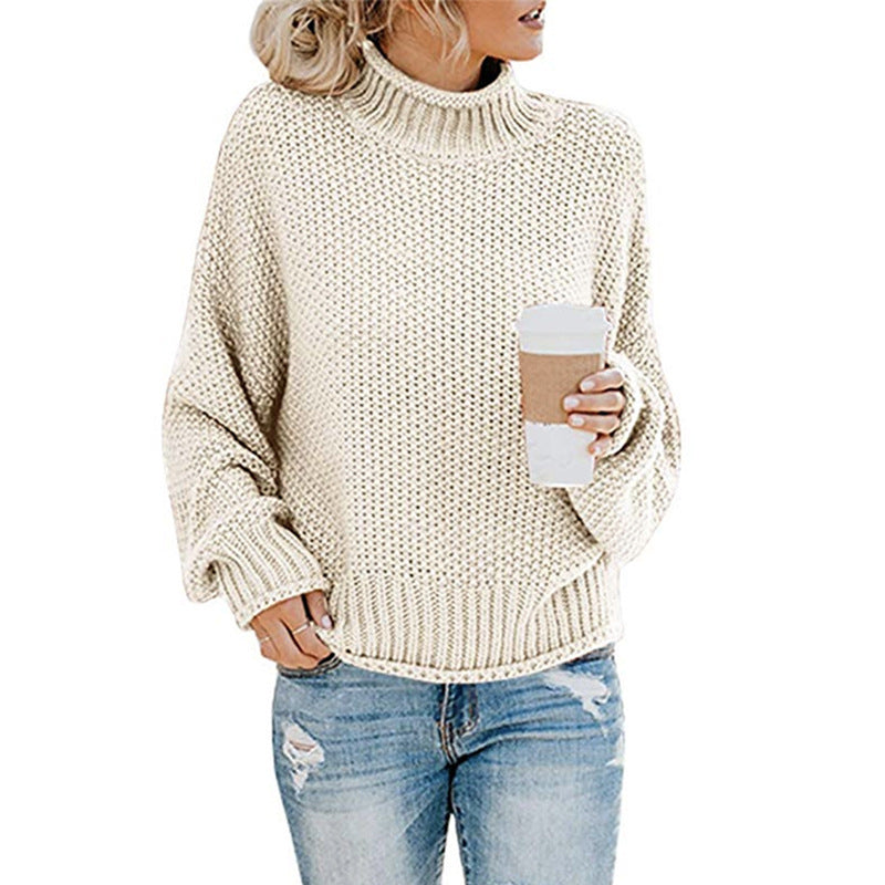 Women’s Cozy Solid Turtleneck Sweater – Winter Casual Chic Knitted Long Sleeve Pullover Top