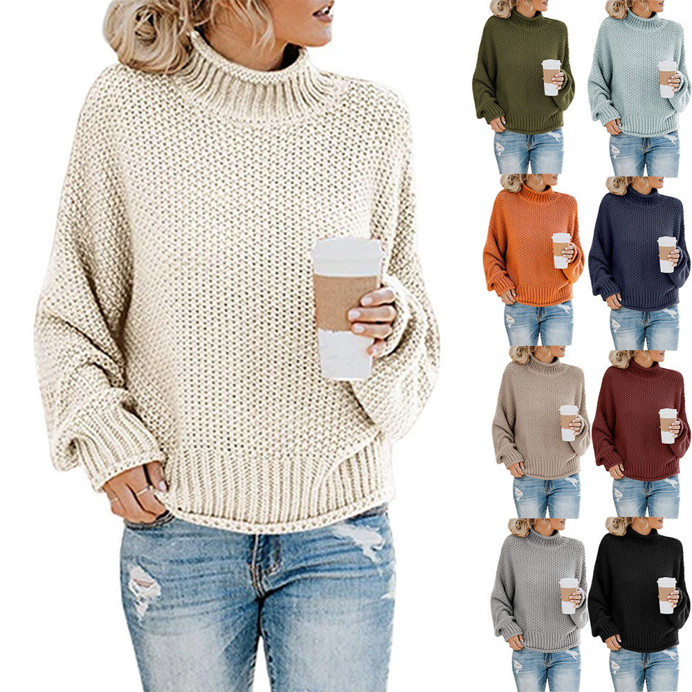 Women’s Cozy Solid Turtleneck Sweater – Winter Casual Chic Knitted Long Sleeve Pullover Top