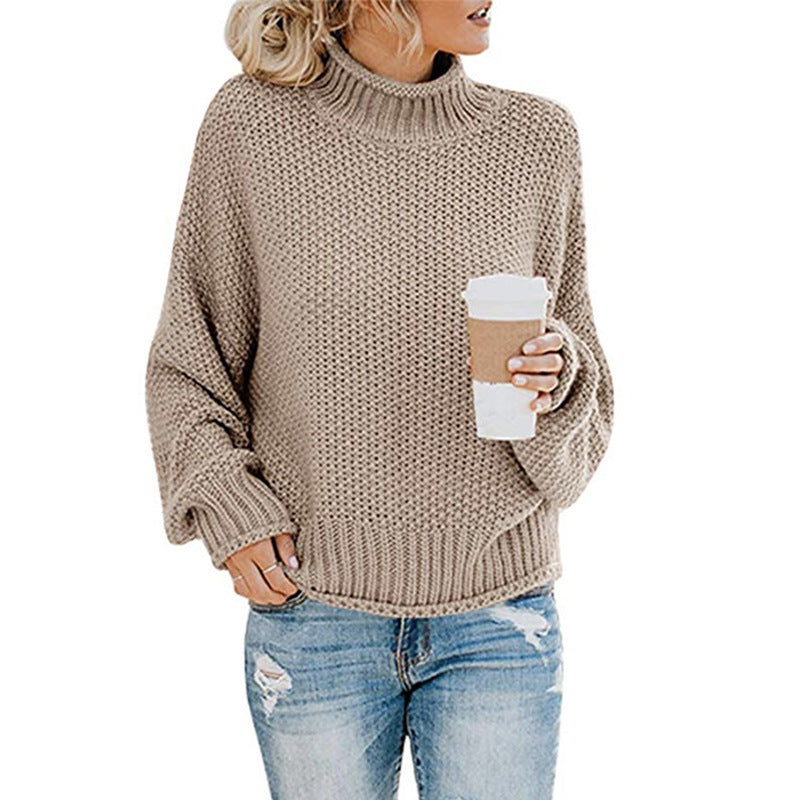 Women’s Cozy Solid Turtleneck Sweater – Winter Casual Chic Knitted Long Sleeve Pullover Top