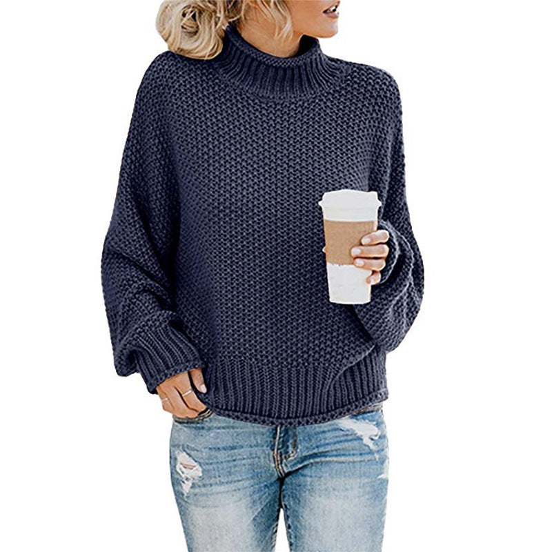 Women’s Cozy Solid Turtleneck Sweater – Winter Casual Chic Knitted Long Sleeve Pullover Top