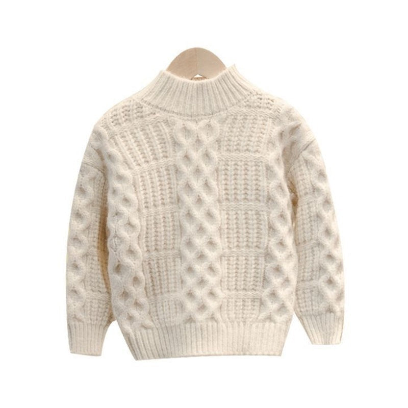 Boys Bright Color Western Style Sweater – Plus Velvet Warm Pullover for Kids