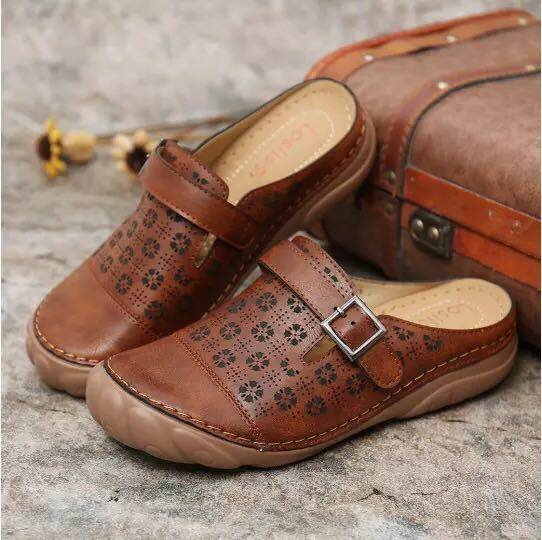Women’s Hollow Baotou Buckle Sandals – Comfortable African Platform Slippers, Stylish Ladies Summer Slides