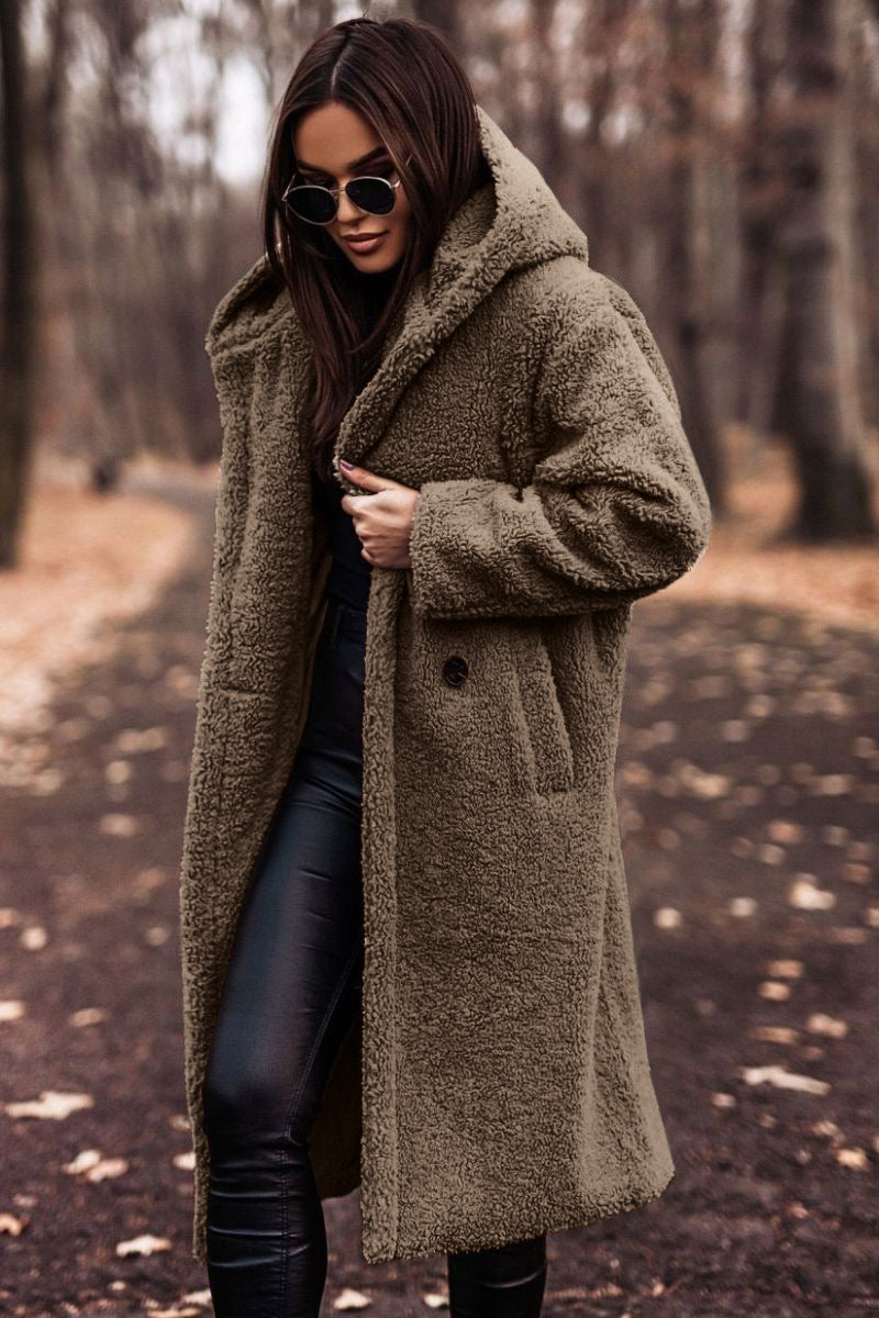 Autumn Winter Fashion Plush Long Teddy Coat – Women’s Elegant Warm Faux Fleece Jacket, Stylish Outwear