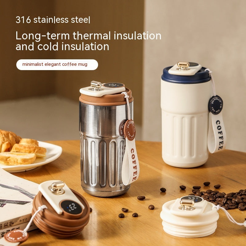 Smart Digital Thermal Stainless Steel Bottle – Portable Insulated Coffee Mug, Vacuum Flasks 450ml Keep Hot & Cold, In-Car Travel Cup
