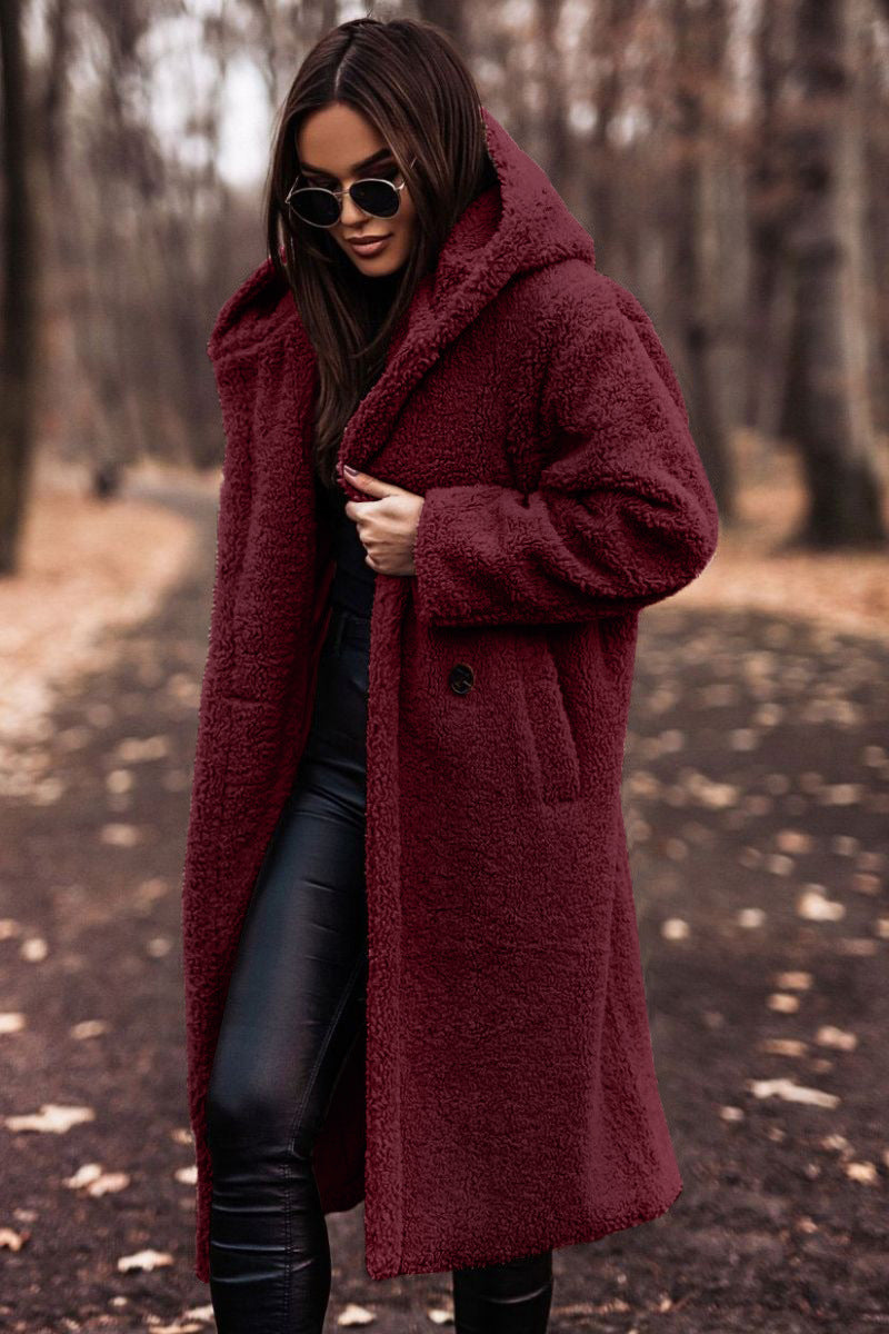 Autumn Winter Fashion Plush Long Teddy Coat – Women’s Elegant Warm Faux Fleece Jacket, Stylish Outwear
