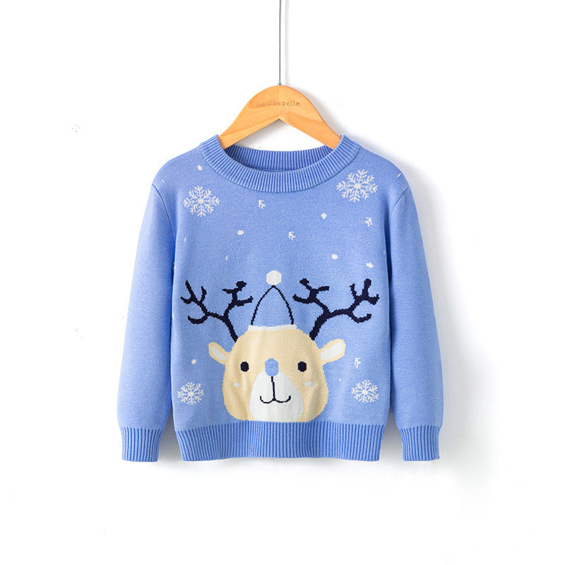 Christmas Snowflake Fawn Sweater – Festive Holiday Knitwear for Kids