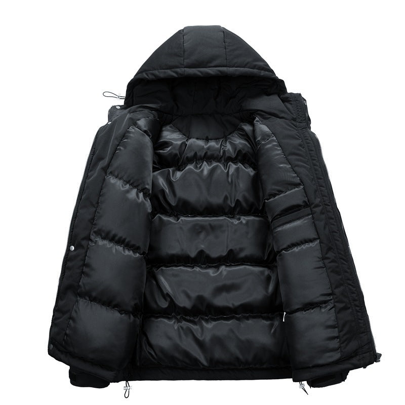 Unisex Minimalist Cotton-Padded Coat – Warm Loose Fit Drawstring Solid Color Winter Jacket