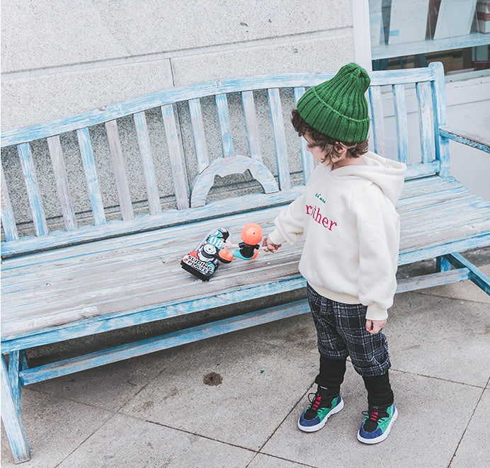 Boys Plus Velvet Hooded Sweater – Thick Autumn & Winter Shirt for Babies (1-3 Years)