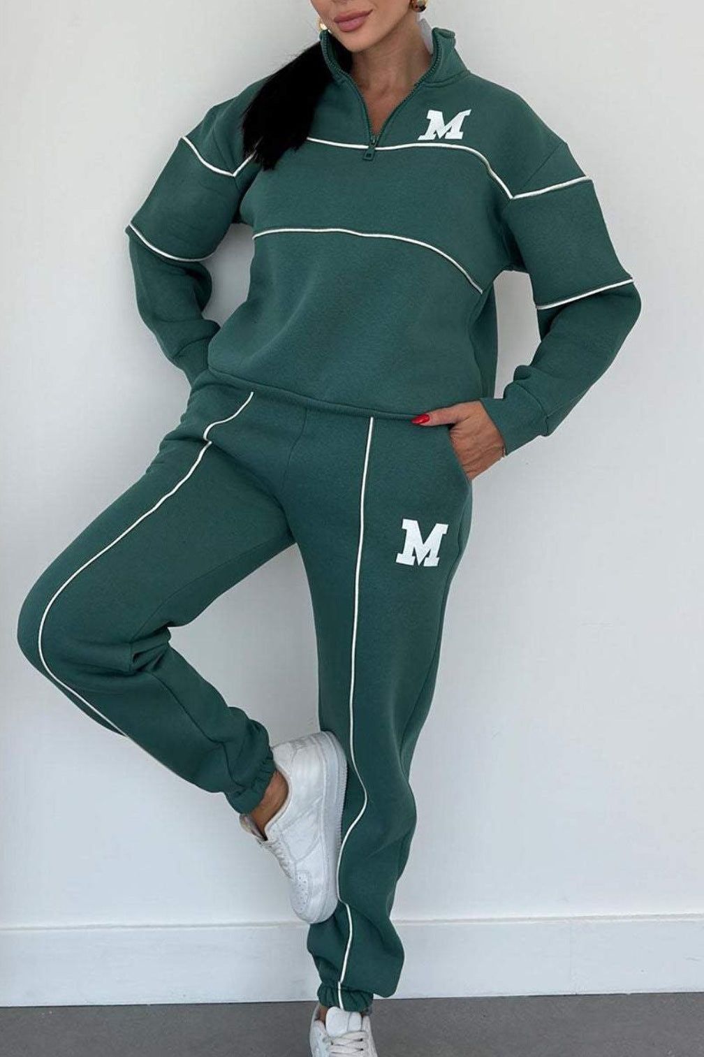 Women’s Comfy 2-Piece Lounge Set – Oversized Sweatshirt & Baggy Sweatpants, Soft Casual Relaxed Fit Outfit