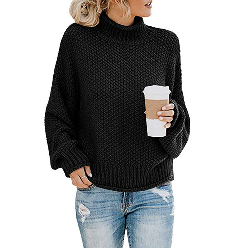 Women’s Cozy Solid Turtleneck Sweater – Winter Casual Chic Knitted Long Sleeve Pullover Top
