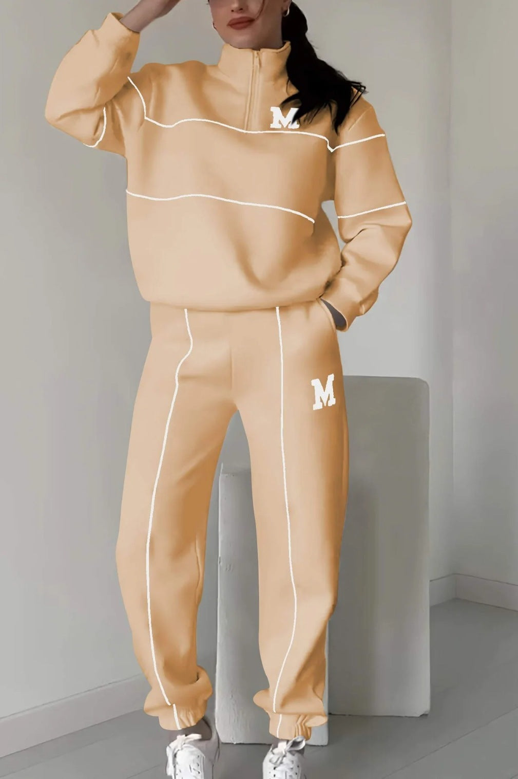 Women’s Comfy 2-Piece Lounge Set – Oversized Sweatshirt & Baggy Sweatpants, Soft Casual Relaxed Fit Outfit