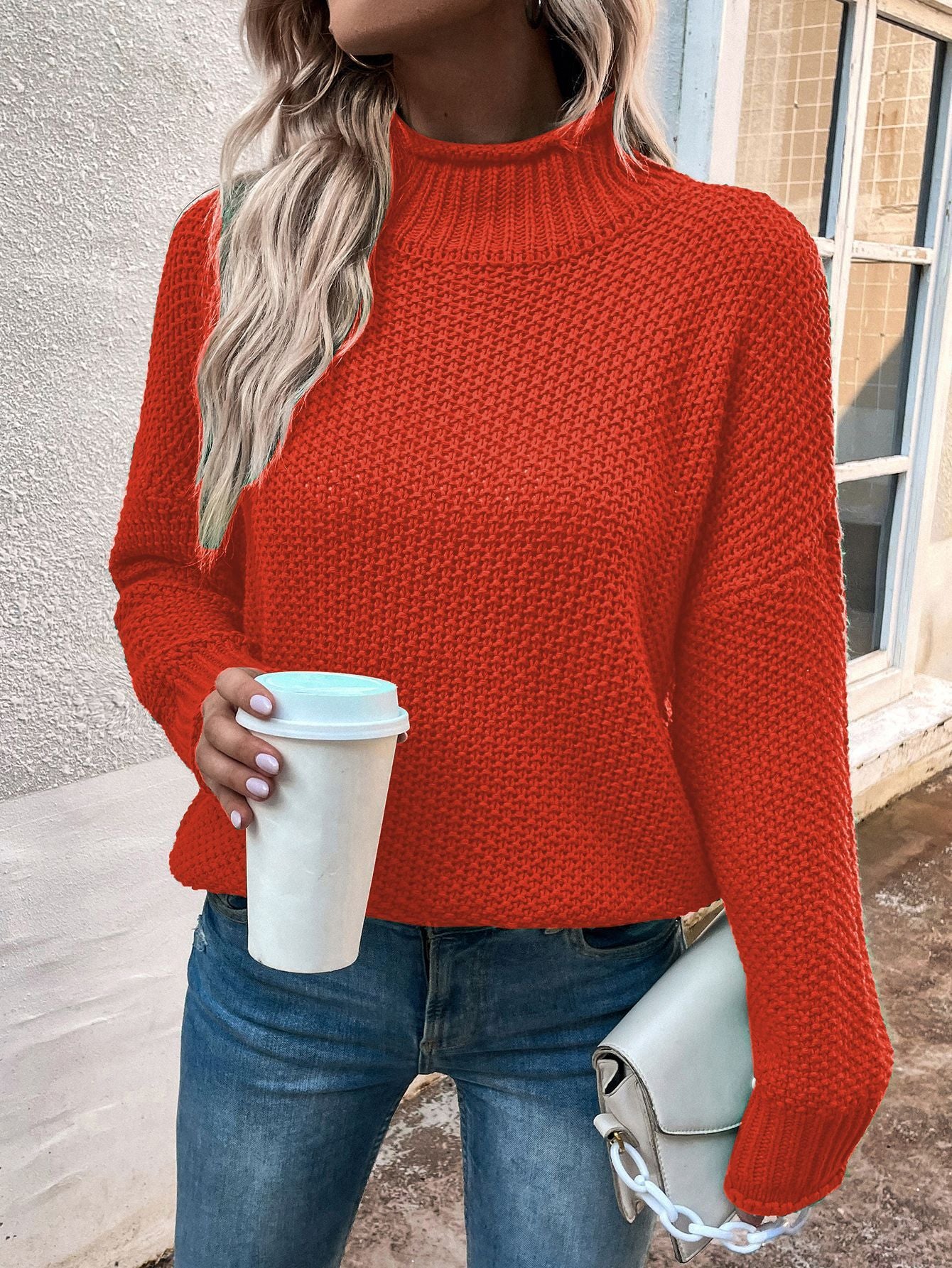 Women’s Cozy Solid Turtleneck Sweater – Winter Casual Chic Knitted Long Sleeve Pullover Top