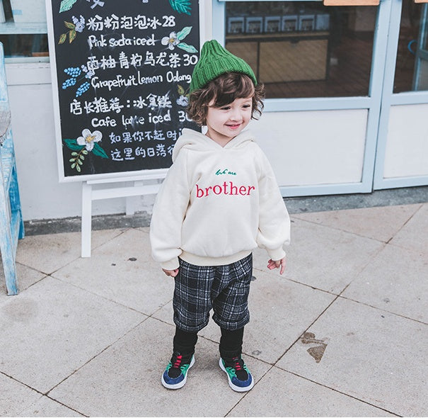 Boys Plus Velvet Hooded Sweater – Thick Autumn & Winter Shirt for Babies (1-3 Years)