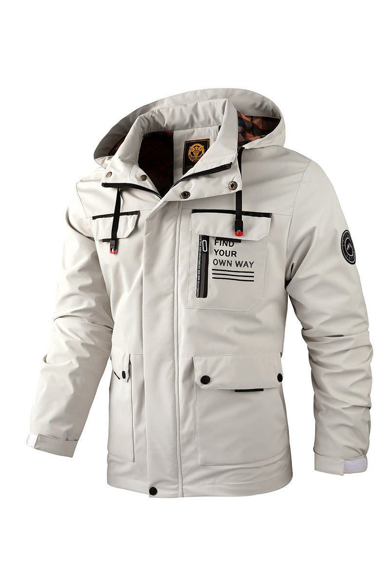 Men’s Waterproof Hooded Windbreaker Jacket – Outdoor Soft Shell Winter Coat, Warm Thick Casual Fashion, Comfortable Long Sleeve Top