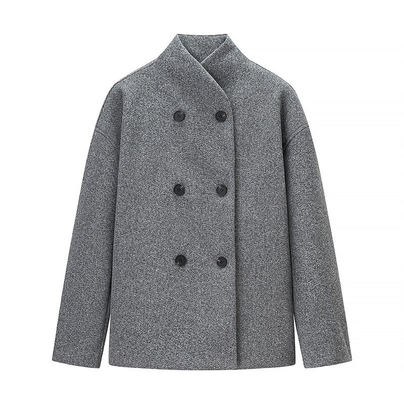 New Women’s Versatile Two-Tone Woolen Coat – Stylish Ins Lapel Single Breasted Winter Jacket