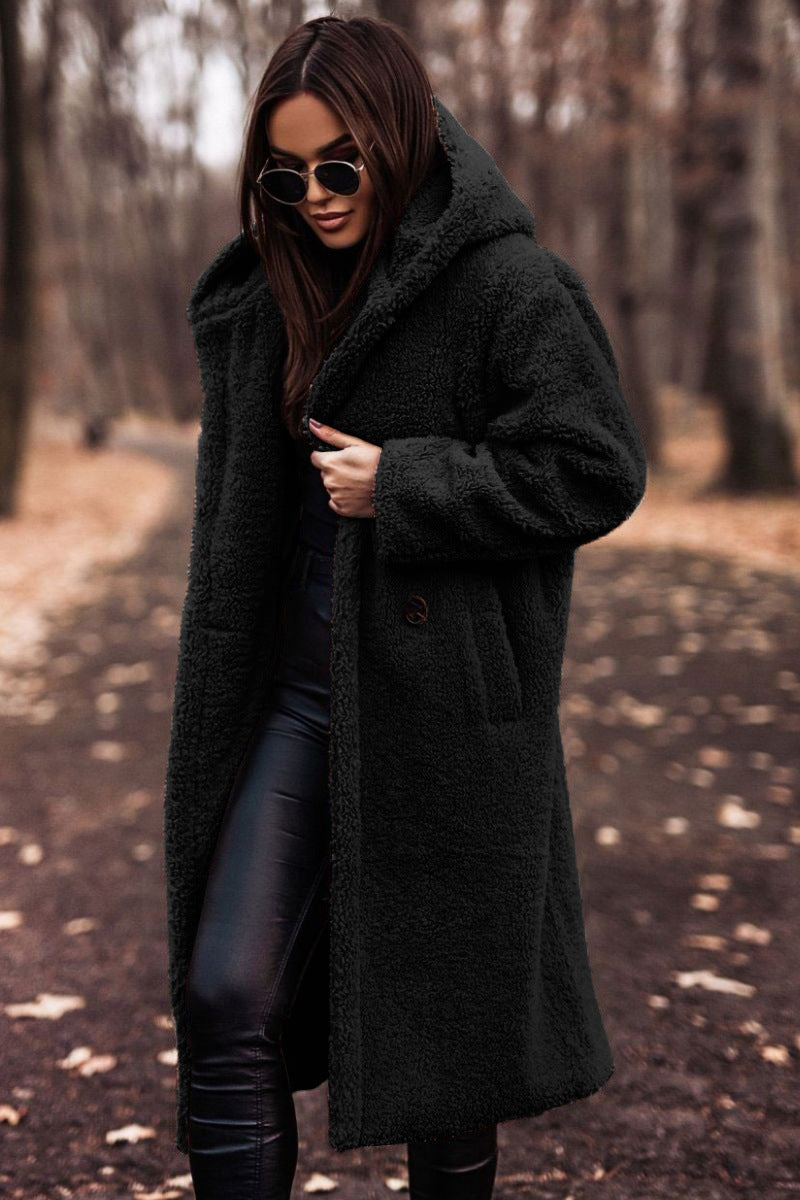 Autumn Winter Fashion Plush Long Teddy Coat – Women’s Elegant Warm Faux Fleece Jacket, Stylish Outwear