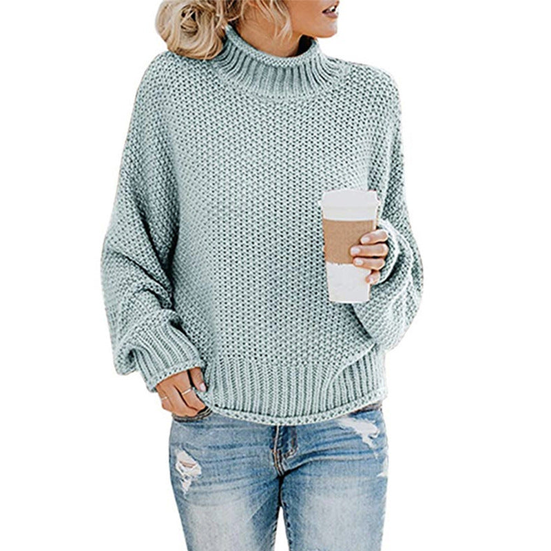 Women’s Cozy Solid Turtleneck Sweater – Winter Casual Chic Knitted Long Sleeve Pullover Top