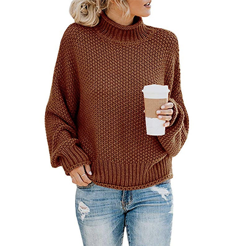 Women’s Cozy Solid Turtleneck Sweater – Winter Casual Chic Knitted Long Sleeve Pullover Top