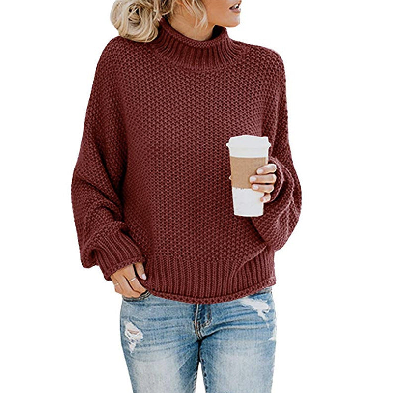 Women’s Cozy Solid Turtleneck Sweater – Winter Casual Chic Knitted Long Sleeve Pullover Top