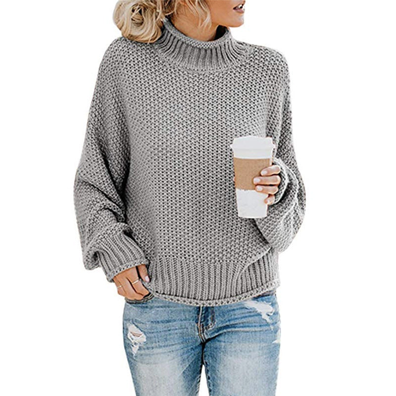 Women’s Cozy Solid Turtleneck Sweater – Winter Casual Chic Knitted Long Sleeve Pullover Top