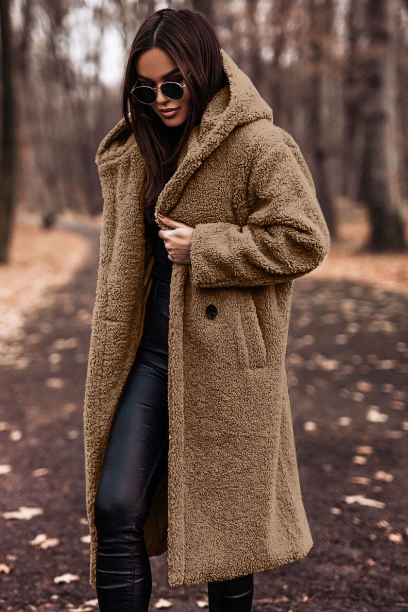 Autumn Winter Fashion Plush Long Teddy Coat – Women’s Elegant Warm Faux Fleece Jacket, Stylish Outwear