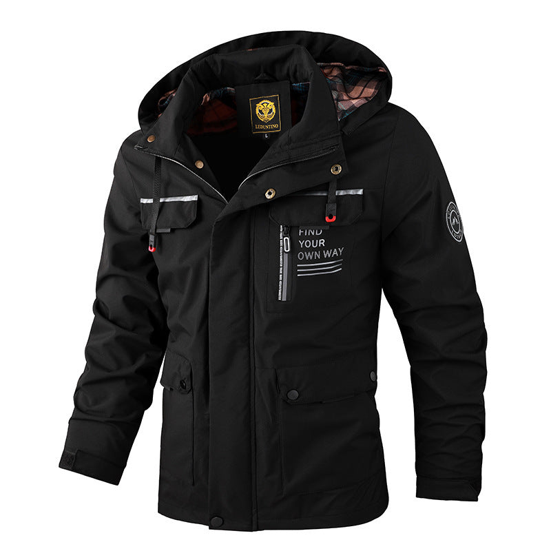 Men’s Waterproof Hooded Windbreaker Jacket – Outdoor Soft Shell Winter Coat, Warm Thick Casual Fashion, Comfortable Long Sleeve Top