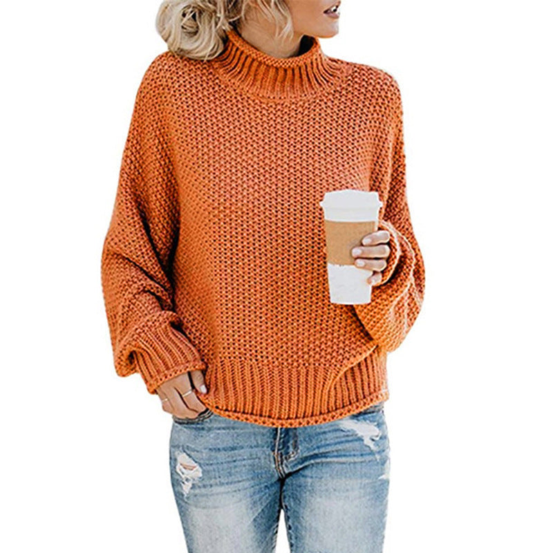 Women’s Cozy Solid Turtleneck Sweater – Winter Casual Chic Knitted Long Sleeve Pullover Top