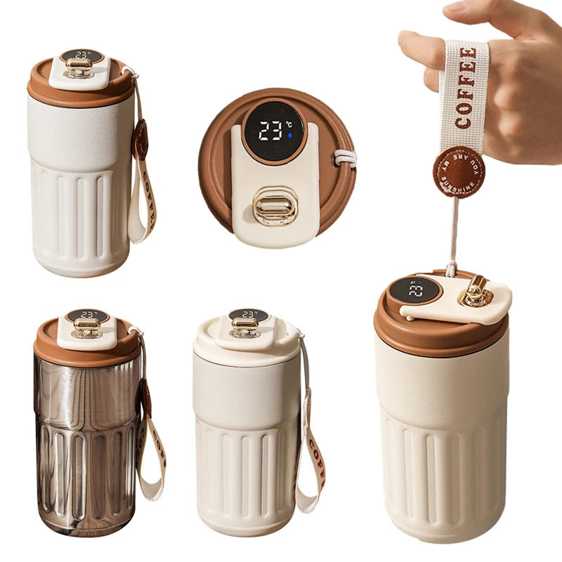 Smart Digital Thermal Stainless Steel Bottle – Portable Insulated Coffee Mug, Vacuum Flasks 450ml Keep Hot & Cold, In-Car Travel Cup