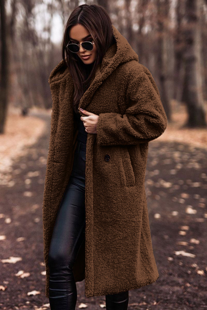 Autumn Winter Fashion Plush Long Teddy Coat – Women’s Elegant Warm Faux Fleece Jacket, Stylish Outwear