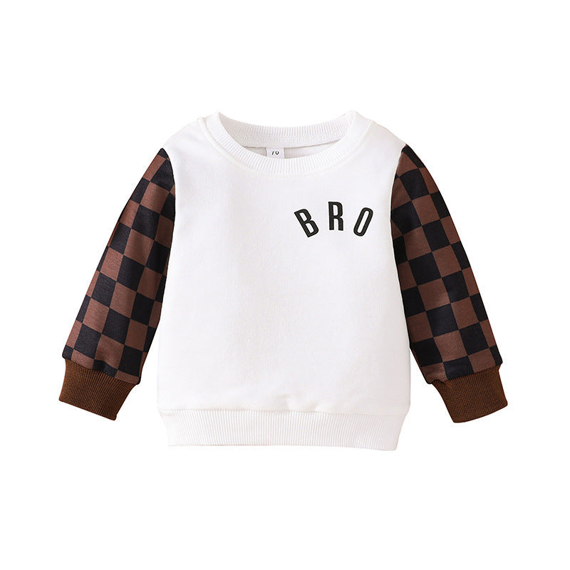 Infants & Toddlers Fall Long-Sleeved Plaid Sweatshirt – Fashion Top for Baby & Kids