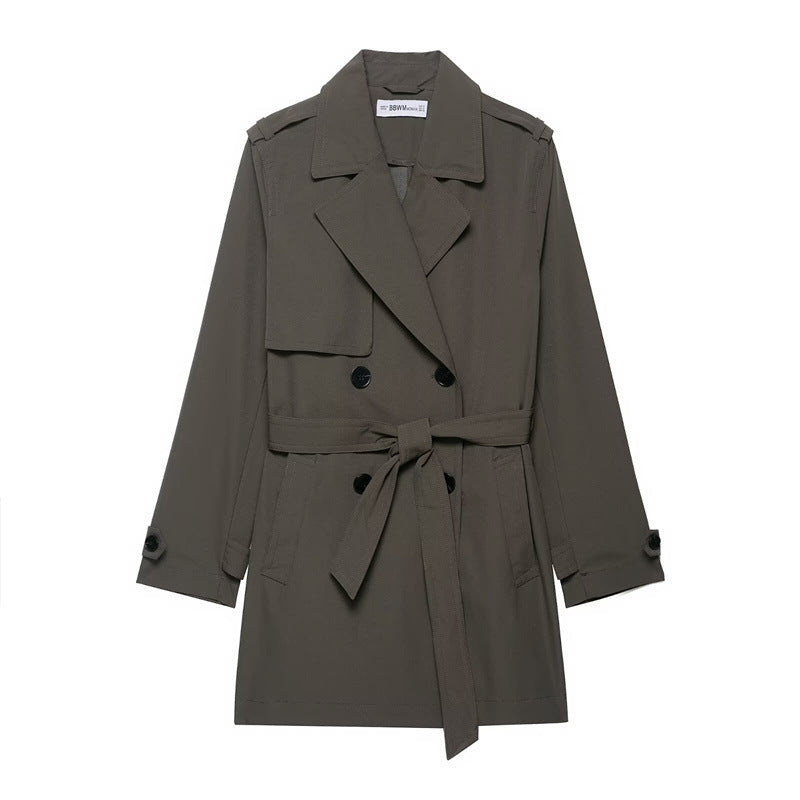 Women’s Hydrophobic Windproof Double Breasted Trench Coat – Elegant Water-Repellent Long Outerwear