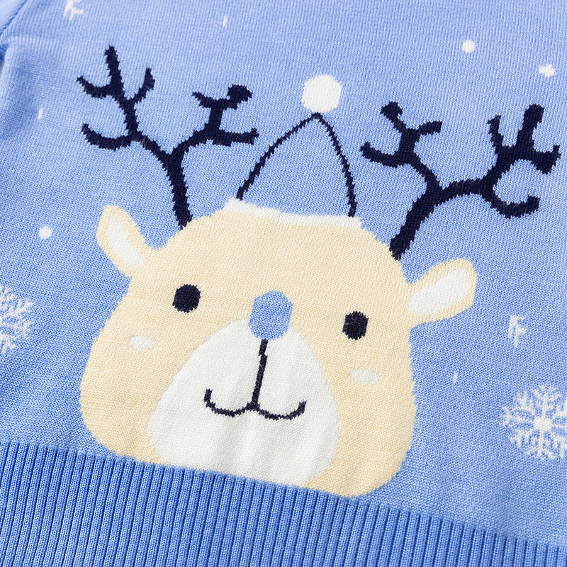 Christmas Snowflake Fawn Sweater – Festive Holiday Knitwear for Kids