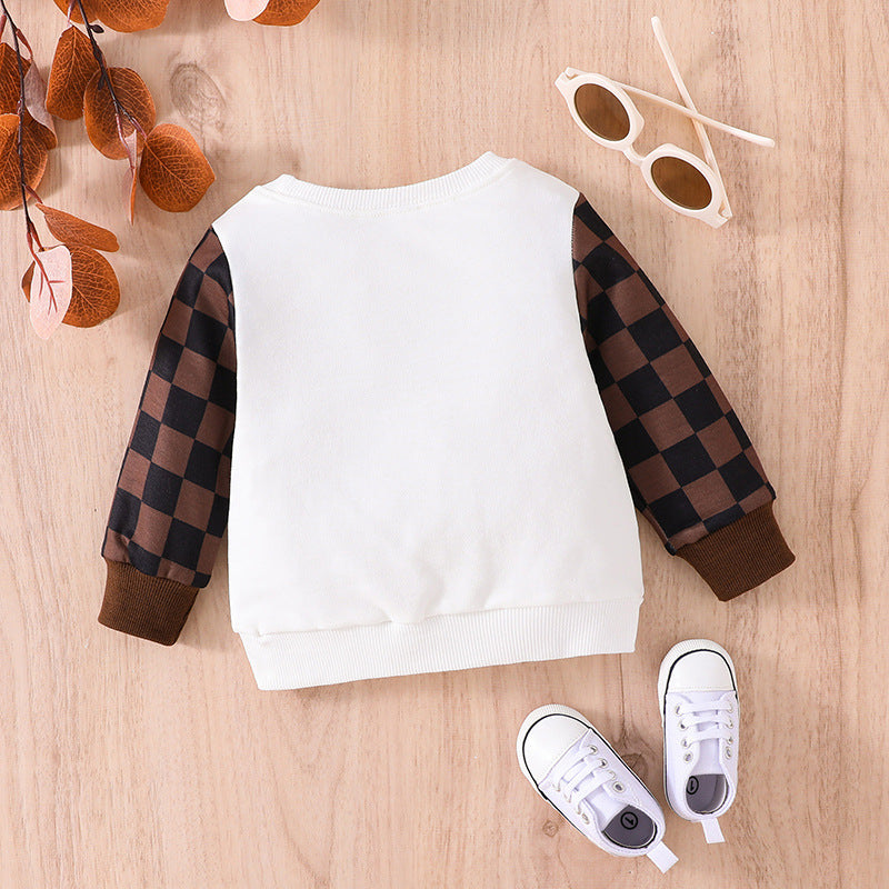 Infants & Toddlers Fall Long-Sleeved Plaid Sweatshirt – Fashion Top for Baby & Kids