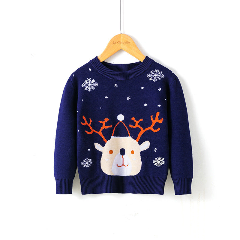 Christmas Snowflake Fawn Sweater – Festive Holiday Knitwear for Kids