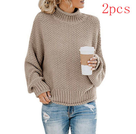 Women’s Cozy Solid Turtleneck Sweater – Winter Casual Chic Knitted Long Sleeve Pullover Top