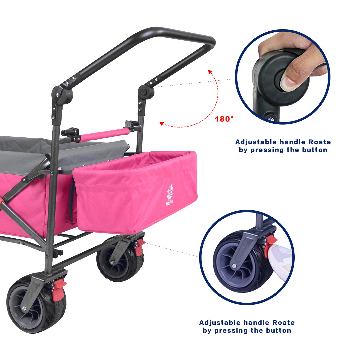 Collapsible 140L Folding Wagon Cart with Canopy & Cooler Bag – All-Terrain Wheels, Camping & Beach Wagon