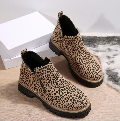 Women’s Suede Ankle Boots – Side Zipper Chunky Heel, Autumn Winter Fashion Outdoor Warm Booties