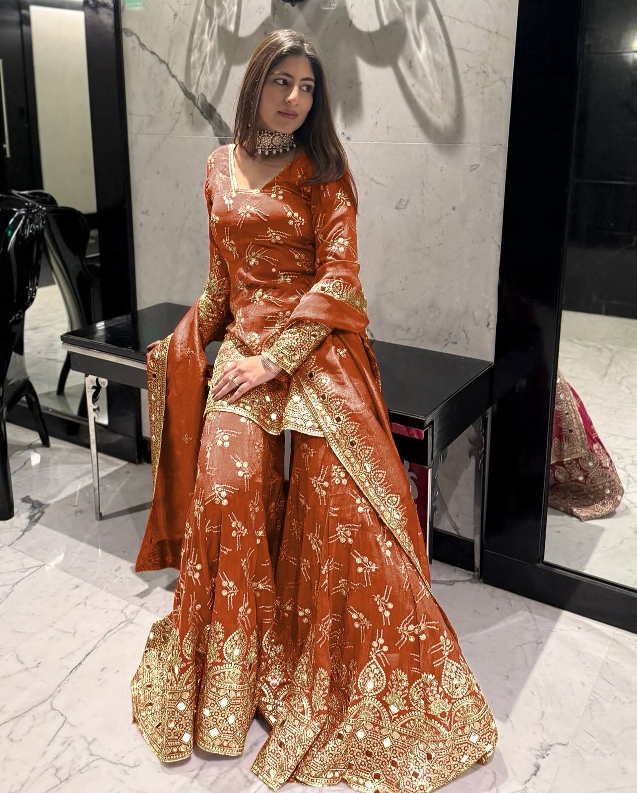 Simmer Silk Ready-to-Wear Set β Full Embroidery & Sequin Detailing, Designer Party & Festive Collection