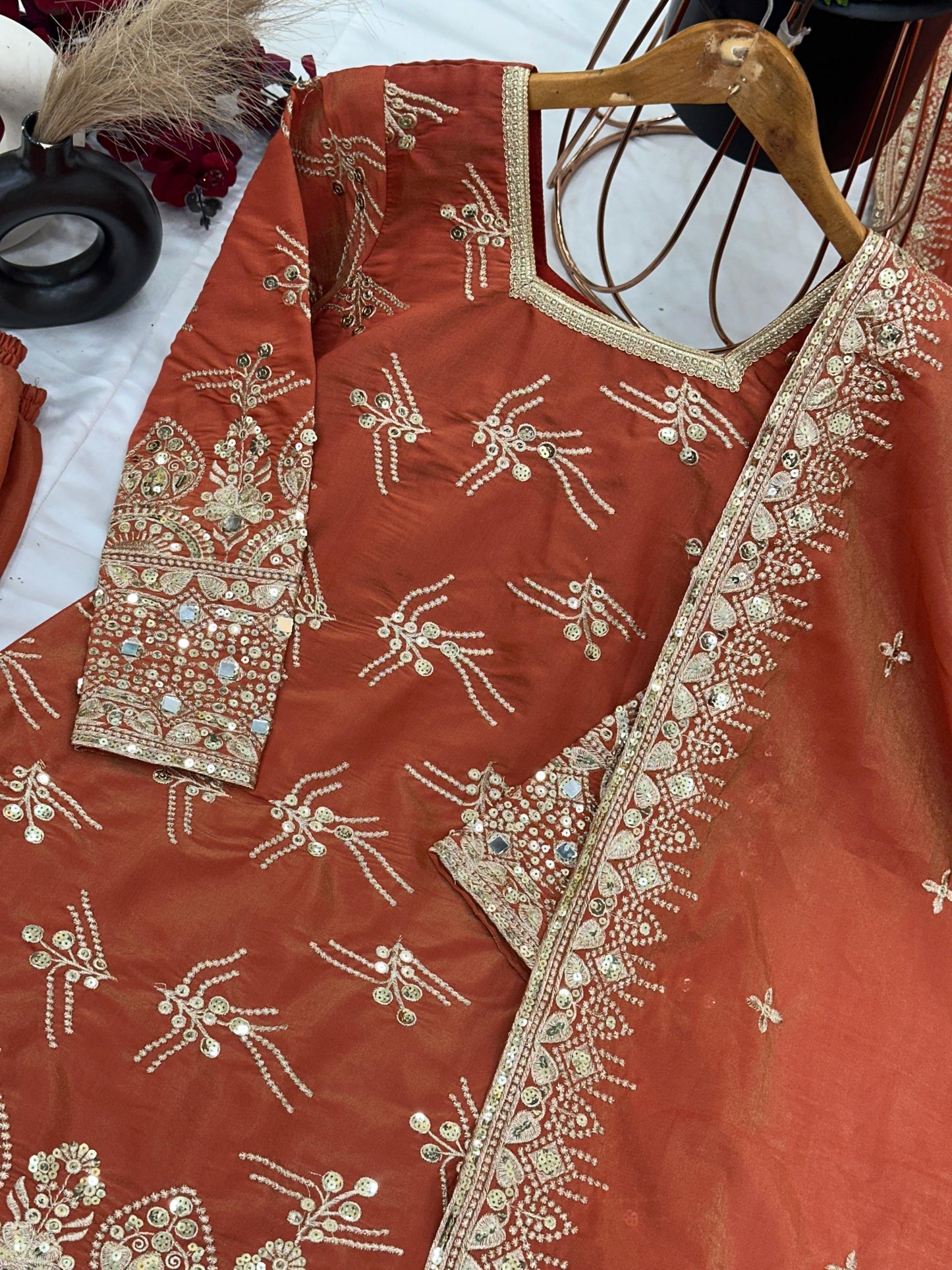 Simmer Silk Ready-to-Wear Set β Full Embroidery & Sequin Detailing, Designer Party & Festive Collection