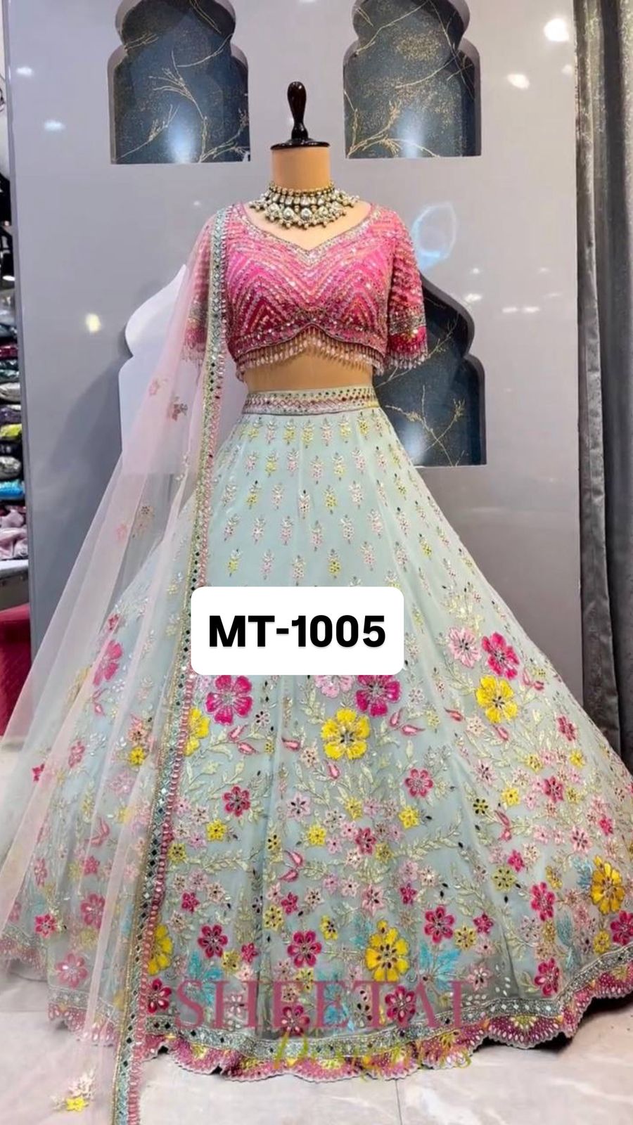 Bridal Heavy Embroidered Sequin & Real Mirror Work Lehenga Choli with Dupatta – Designer Wedding Collection