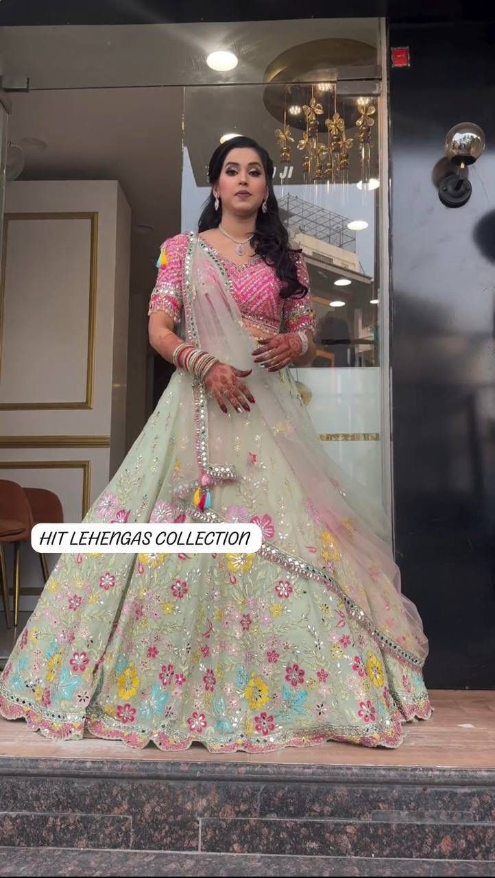 Bridal Heavy Embroidered Sequin & Real Mirror Work Lehenga Choli with Dupatta – Designer Wedding Collection